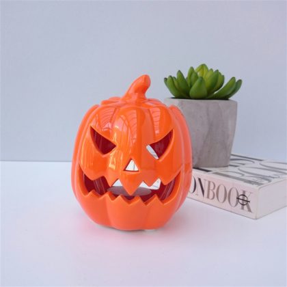 Orange Ceramic Pumpkin With Lid Wax Melter