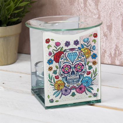 Floral Skull Glass Wax Melter